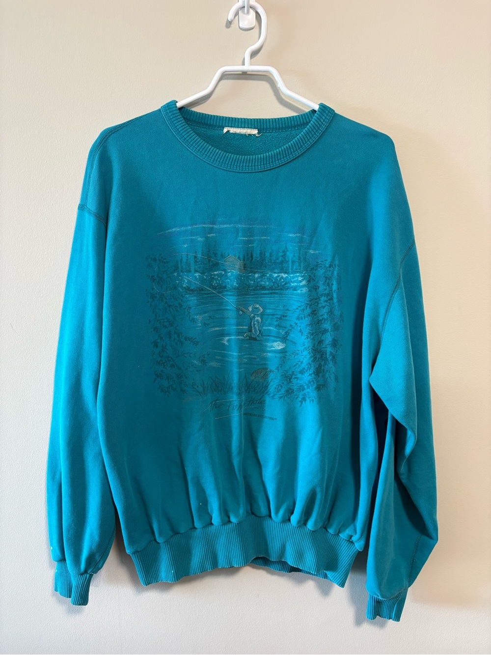 Vintage Northern Reflection The Fishing Hole Graphic Sweatshirt Size XL